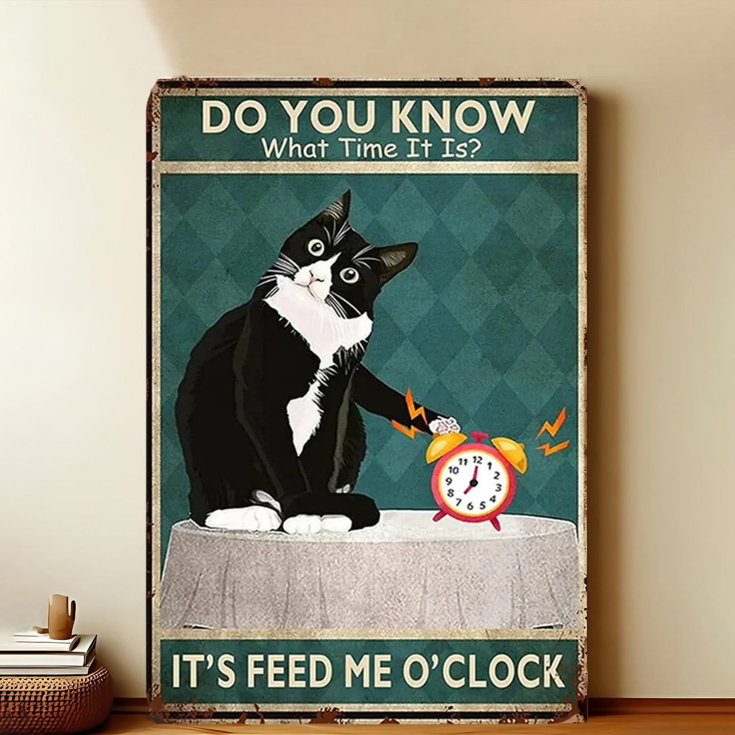 8x12 Cute Cat Metal Sign – Retro Tin Wall Art for Cat Lovers & Kitchens | Tin & Time Co. #2002