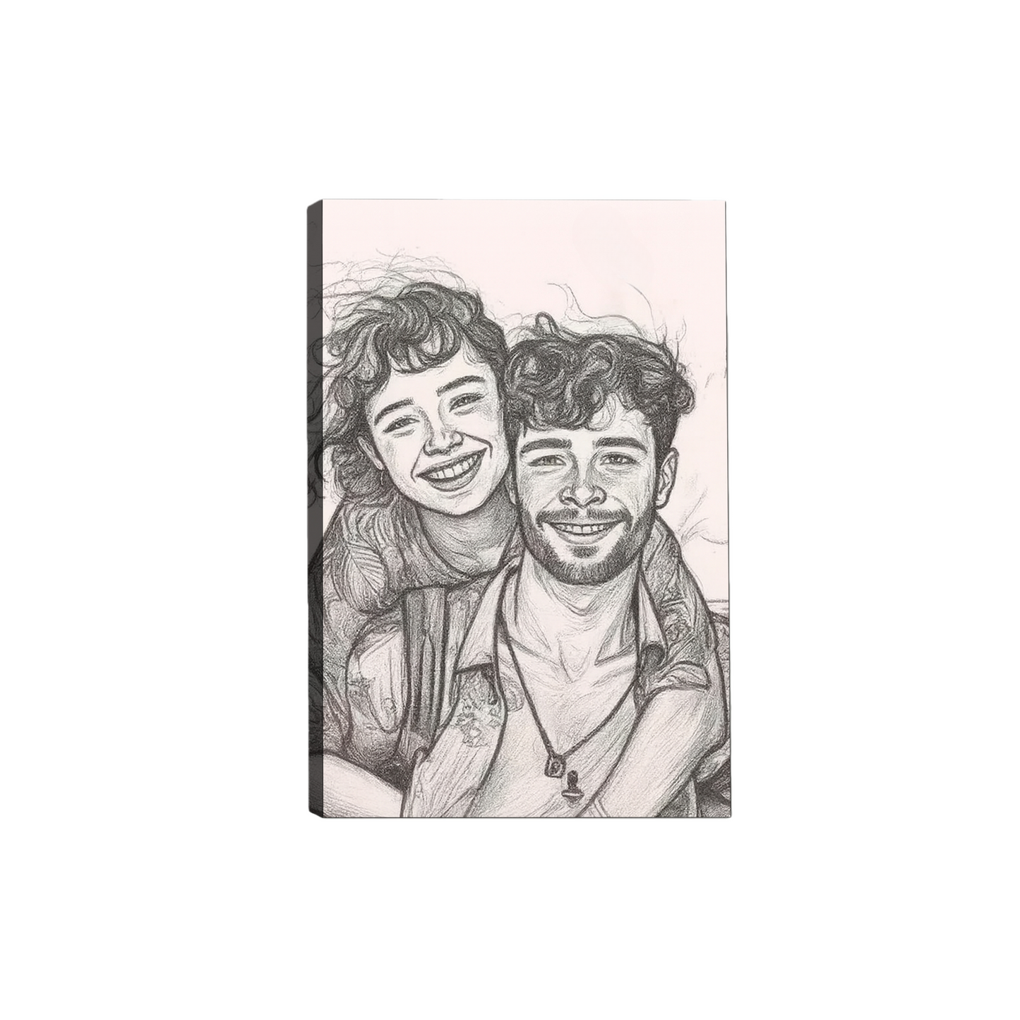 Custom Black and White Sketch Portrait from Photo - Canvas Art