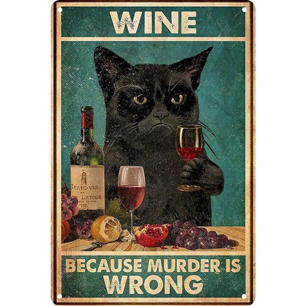 8x12 Cute Cat Metal Sign – Retro Tin Wall Art for Cat Lovers & Kitchens | Tin & Time Co. #2007