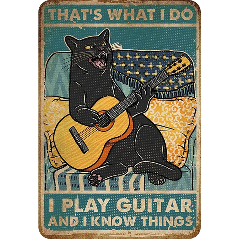 8x12 Cute Cat Metal Sign – Retro Tin Wall Art for Cat Lovers & Kitchens | Tin & Time Co. #2008