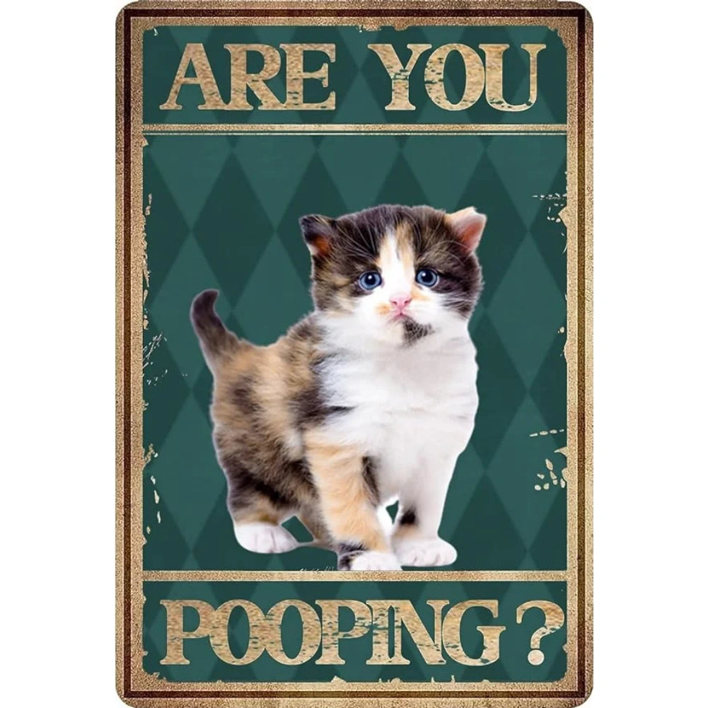 8x12 Cute Cat Metal Sign – Retro Tin Wall Art for Cat Lovers & Kitchens | Tin & Time Co. #2032