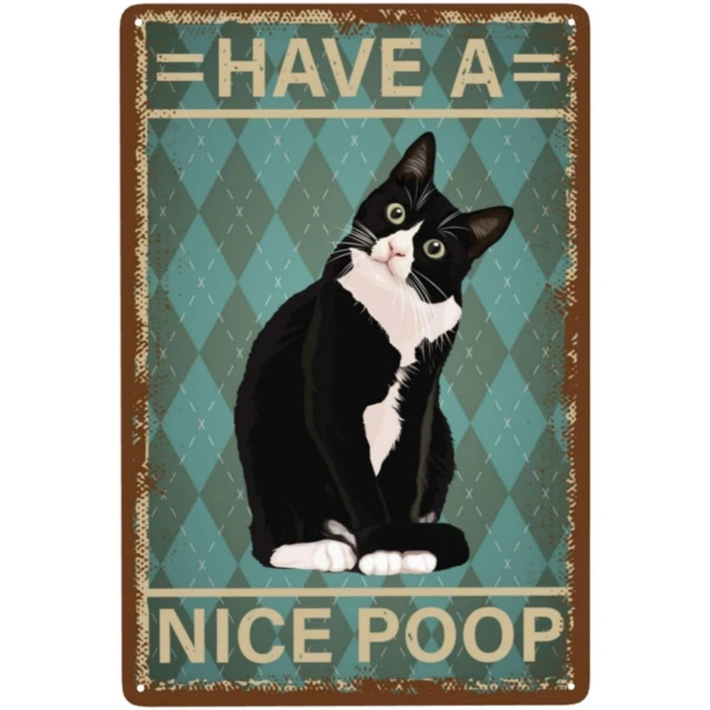 8x12 Cute Cat Metal Sign – Retro Tin Wall Art for Cat Lovers & Kitchens | Tin & Time Co. #2036