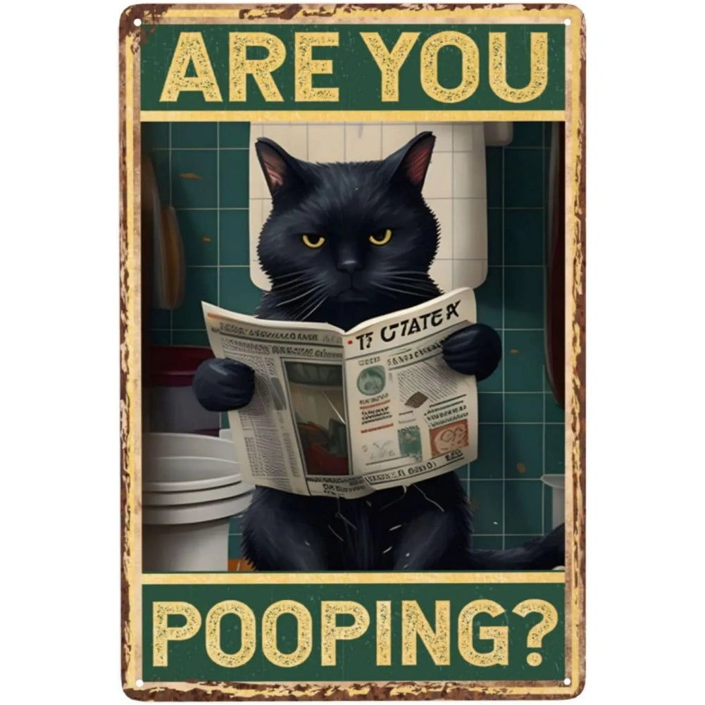 8x12 Cute Cat Metal Sign – Retro Tin Wall Art for Cat Lovers & Kitchens | Tin & Time Co. #2039