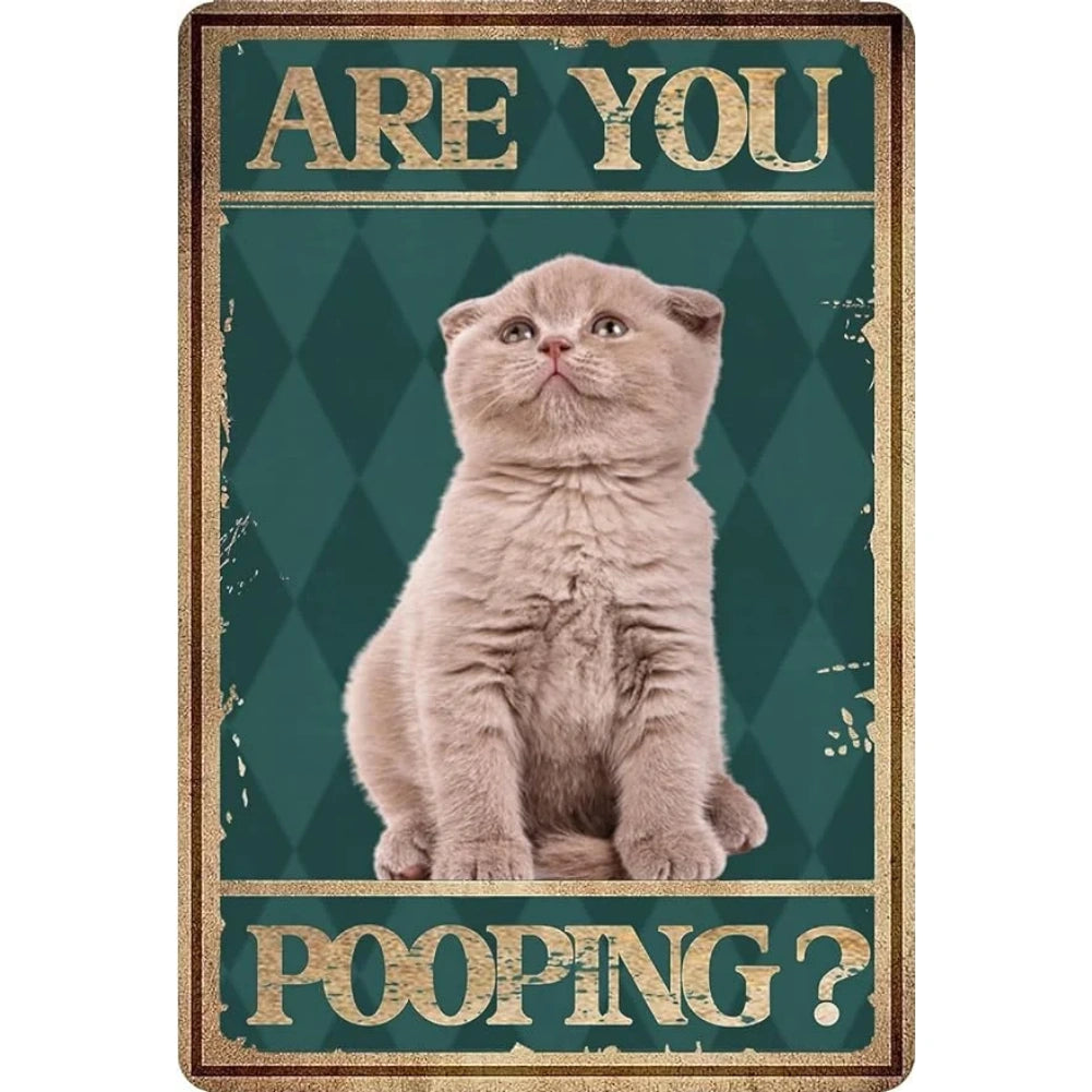 8x12 Cute Cat Metal Sign – Retro Tin Wall Art for Cat Lovers & Kitchens | Tin & Time Co. #2040