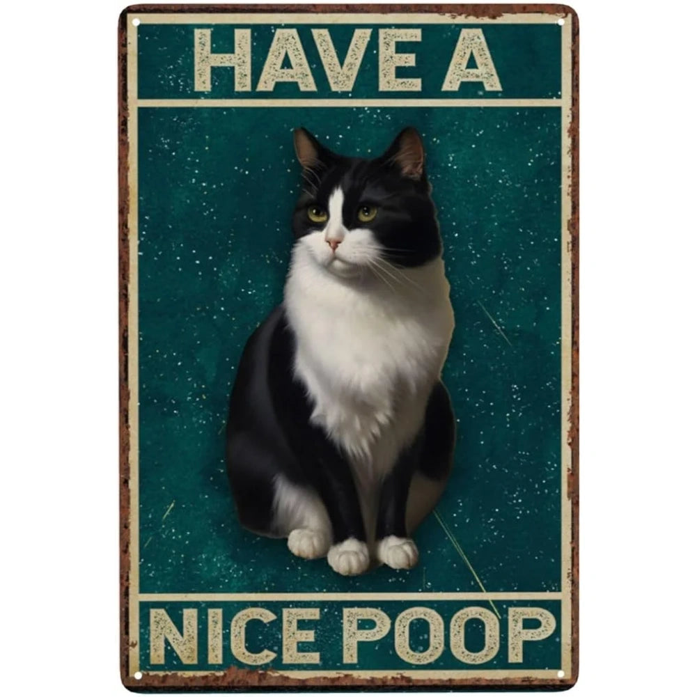 8x12 Cute Cat Metal Sign – Retro Tin Wall Art for Cat Lovers & Kitchens | Tin & Time Co. #2042