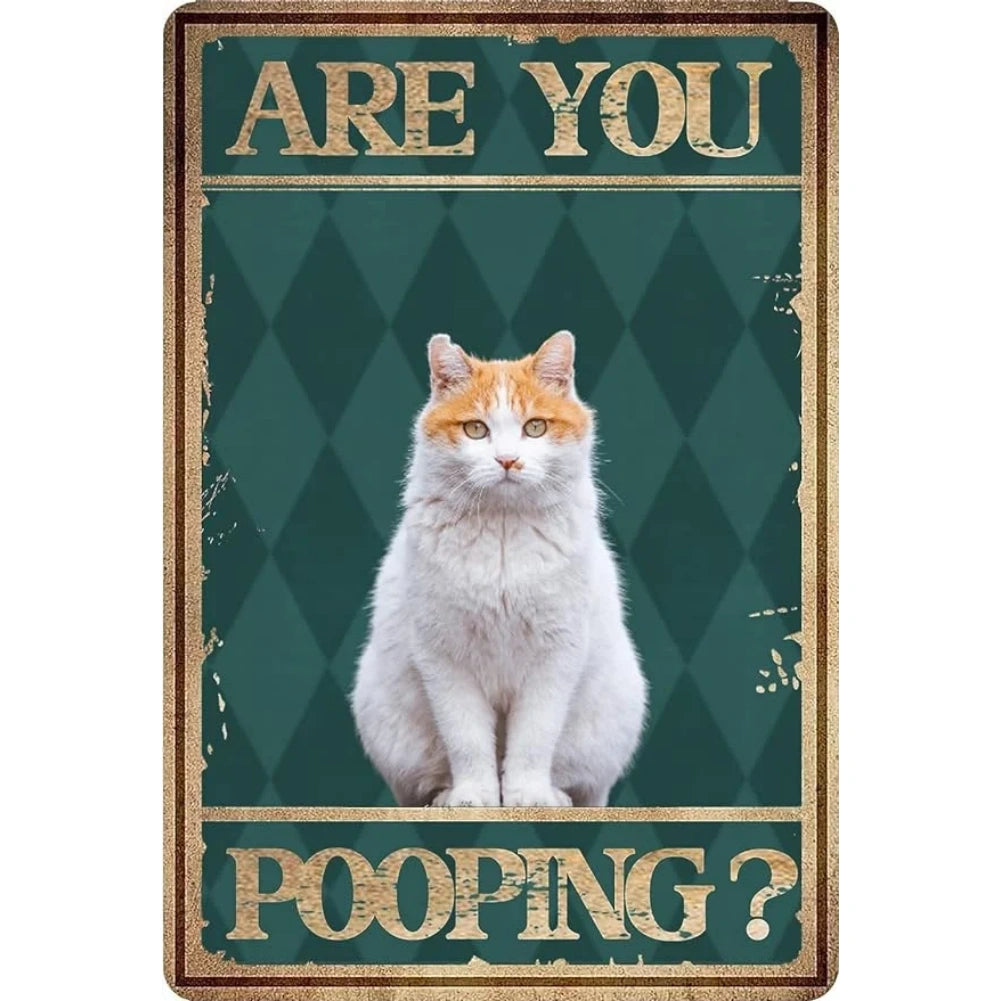 8x12 Cute Cat Metal Sign – Retro Tin Wall Art for Cat Lovers & Kitchens | Tin & Time Co. #2046