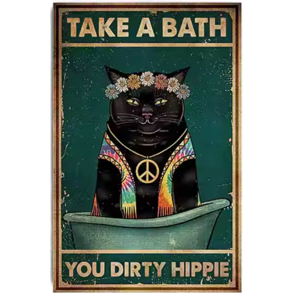 8x12 Cute Cat Metal Sign – Retro Tin Wall Art for Cat Lovers & Kitchens | Tin & Time Co. #2059