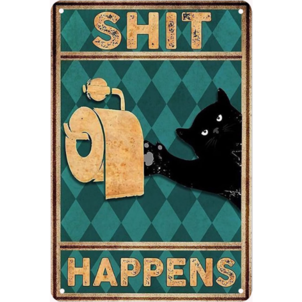 8x12 Cute Cat Metal Sign – Retro Tin Wall Art for Cat Lovers & Kitchens | Tin & Time Co. #2063