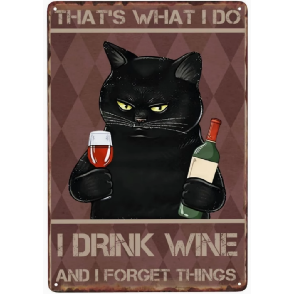 8x12 Cute Cat Metal Sign – Retro Tin Wall Art for Cat Lovers & Kitchens | Tin & Time Co. #2065