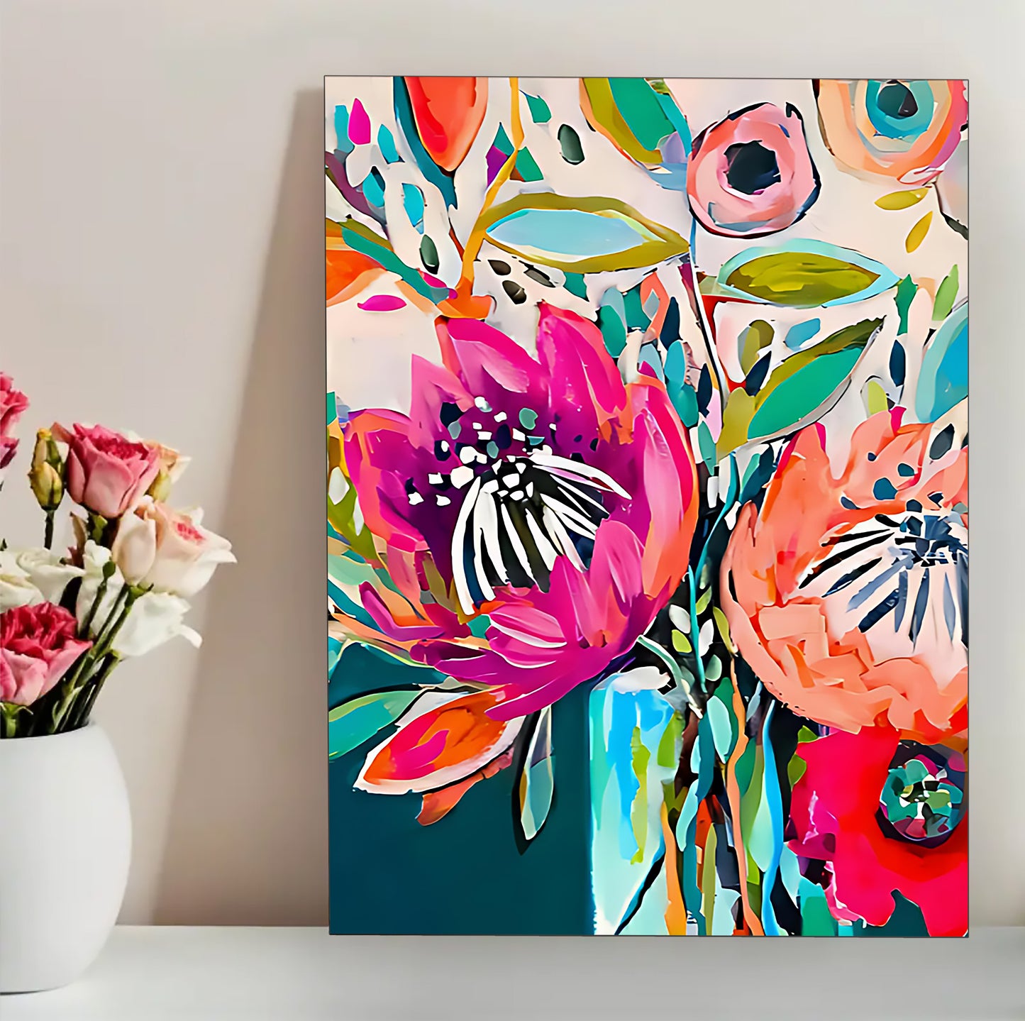 12x16 Pink Peony Floral Canvas Art – Elegant Botanical Print for Bedroom & Entryway | Wallcow #F2024