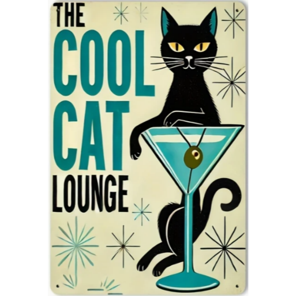 8x12 Cute Cat Metal Sign – Retro Tin Wall Art for Cat Lovers & Kitchens | Tin & Time Co. #2094