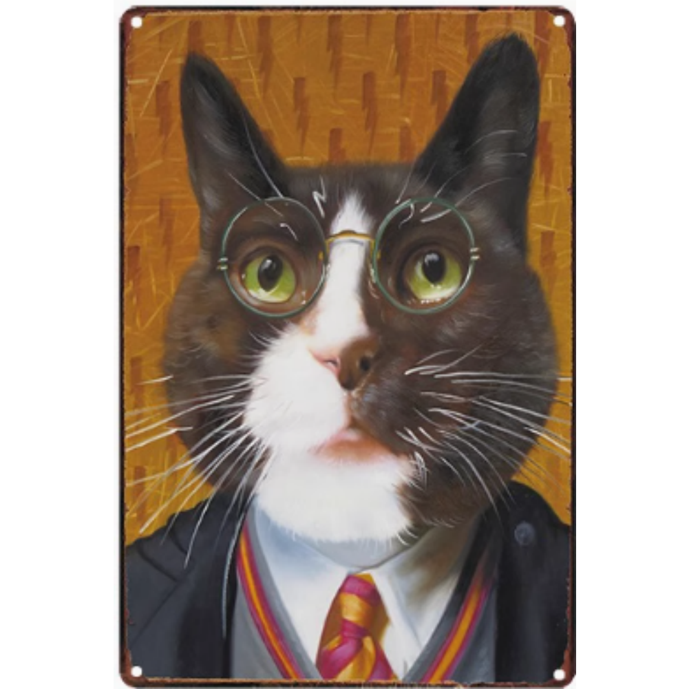 8x12 Cute Cat Metal Sign – Retro Tin Wall Art for Cat Lovers & Kitchens | Tin & Time Co. #2104