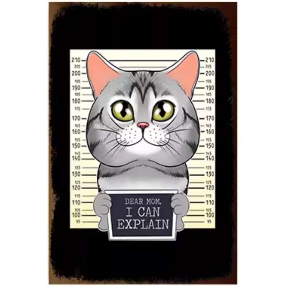 8x12 Cute Cat Metal Sign – Retro Tin Wall Art for Cat Lovers & Kitchens | Tin & Time Co. #2114