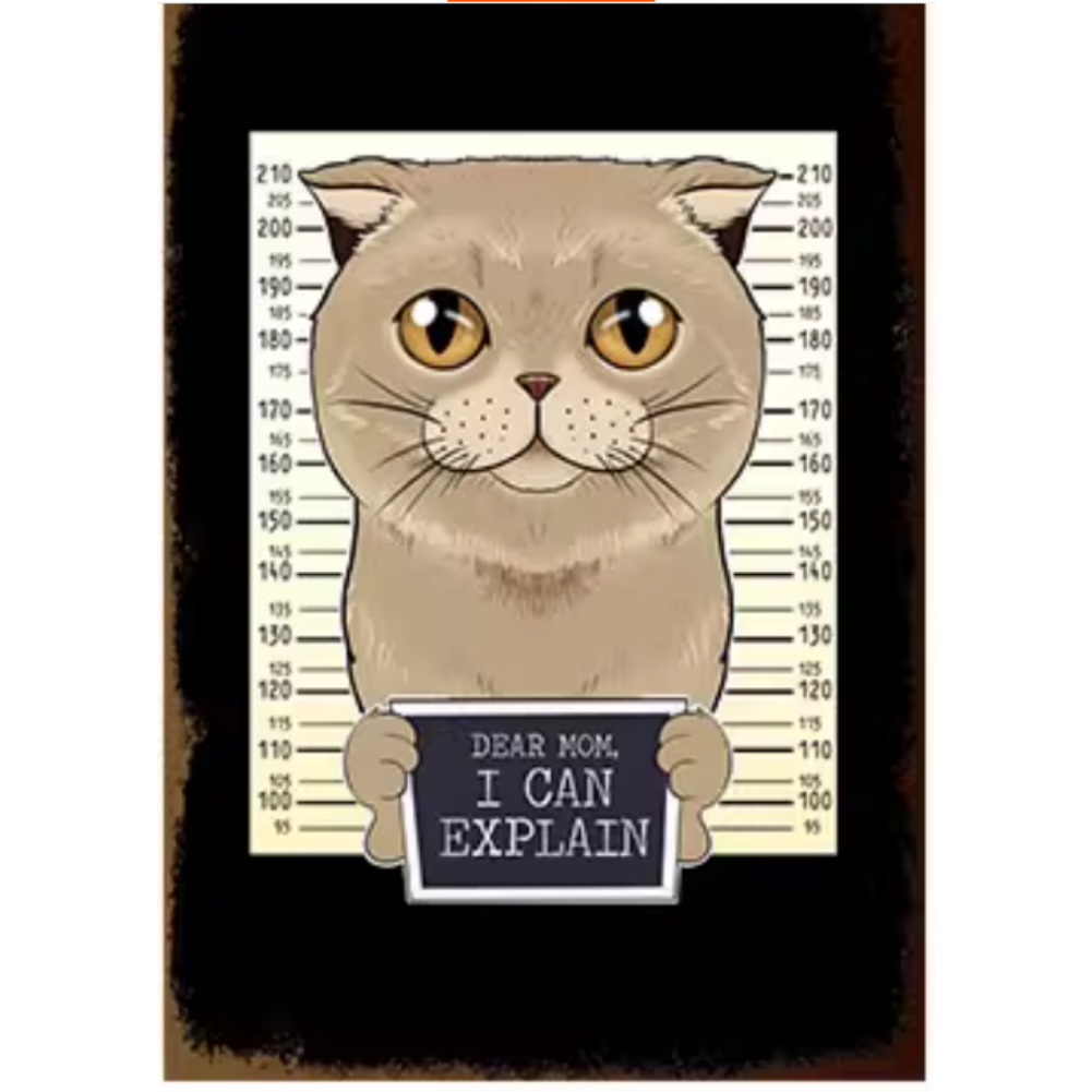 8x12 Cute Cat Metal Sign – Retro Tin Wall Art for Cat Lovers & Kitchens | Tin & Time Co. #2115