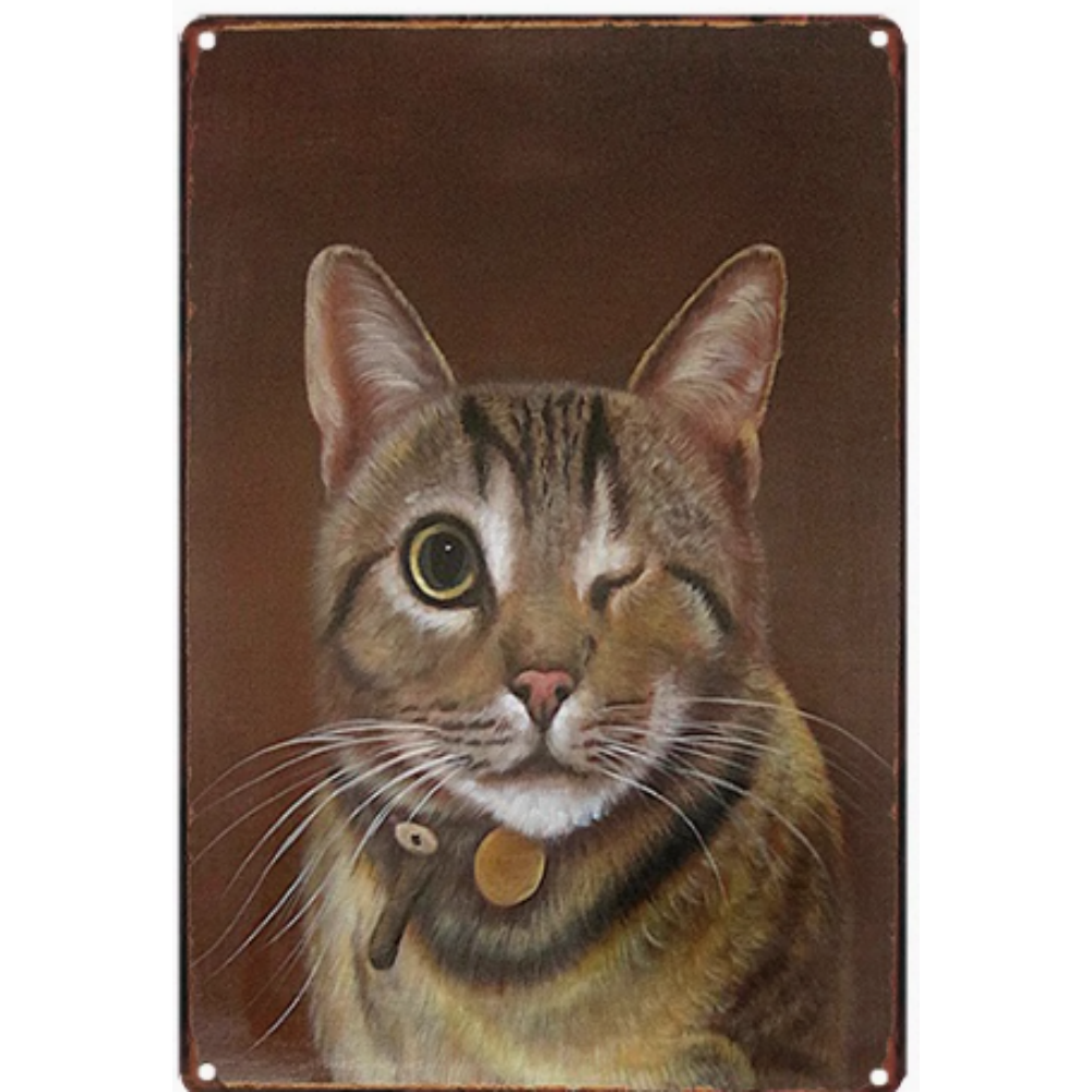 8x12 Cute Cat Metal Sign – Retro Tin Wall Art for Cat Lovers & Kitchens | Tin & Time Co. #2118