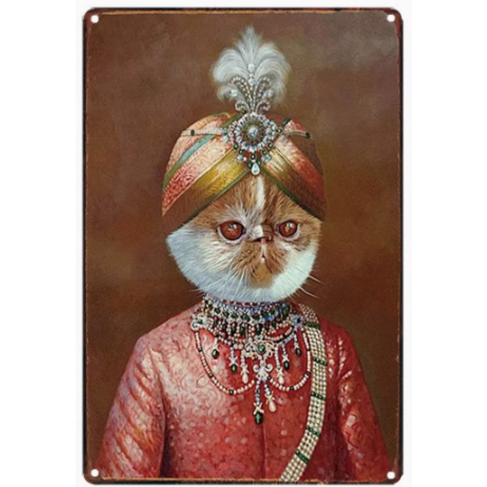 8x12 Cute Cat Metal Sign – Retro Tin Wall Art for Cat Lovers & Kitchens | Tin & Time Co. #2120