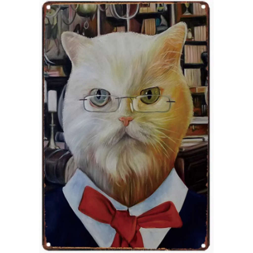 8x12 Cute Cat Metal Sign – Retro Tin Wall Art for Cat Lovers & Kitchens | Tin & Time Co. #2121