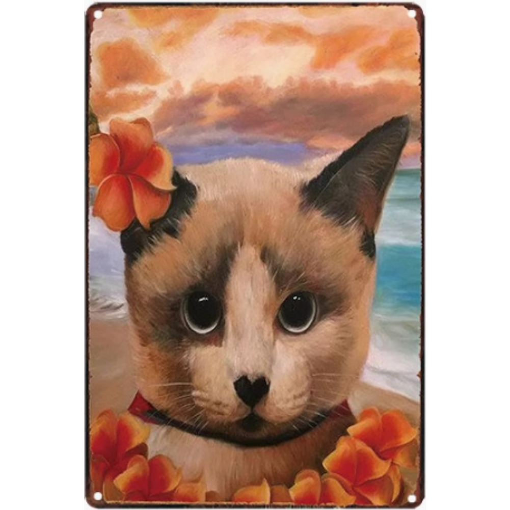 8x12 Cute Cat Metal Sign – Retro Tin Wall Art for Cat Lovers & Kitchens | Tin & Time Co. #2123