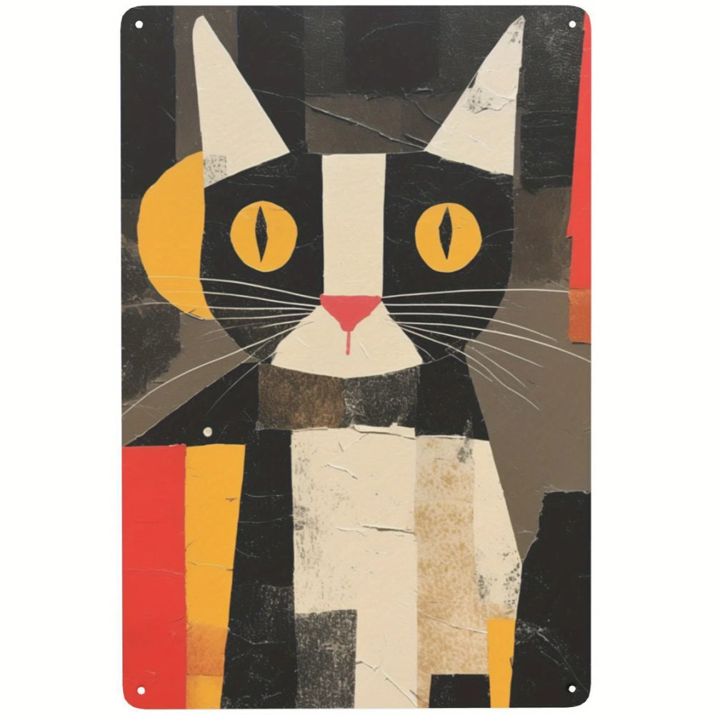 8x12 Cute Cat Metal Sign – Retro Tin Wall Art for Cat Lovers & Kitchens | Tin & Time Co. #2125
