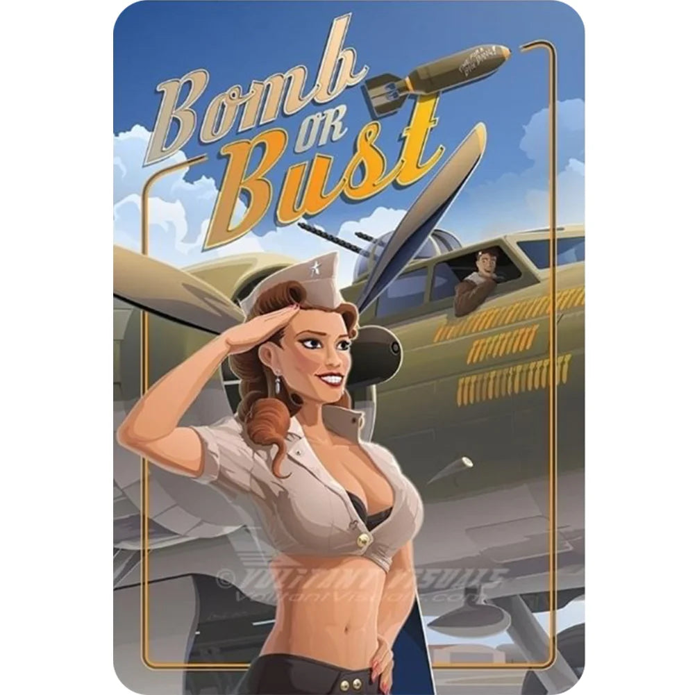 8x12 Pin-Up Girl Metal Sign – Retro Tin Wall Art for Garage & Bar Decor | Tin & Time Co. #3014