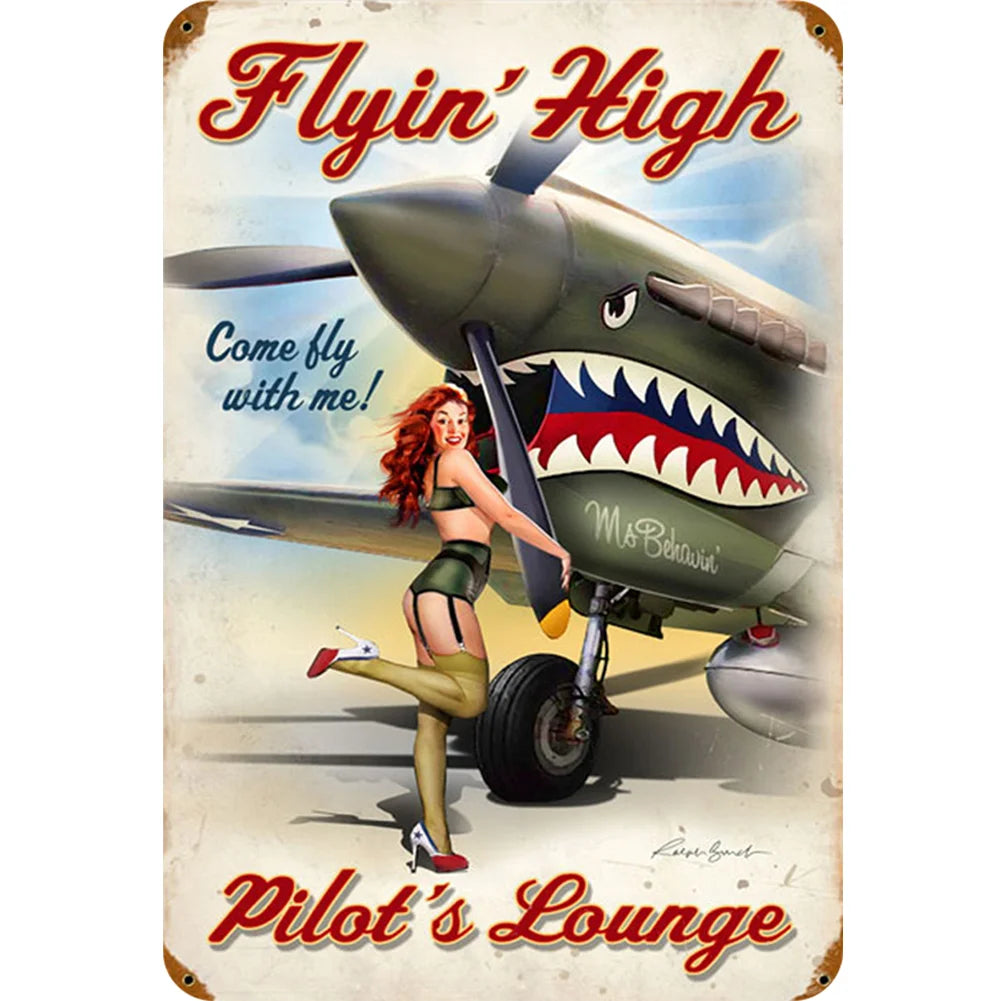 8x12 Pin-Up Girl Metal Sign – Retro Tin Wall Art for Garage & Bar Decor | Tin & Time Co. #3017