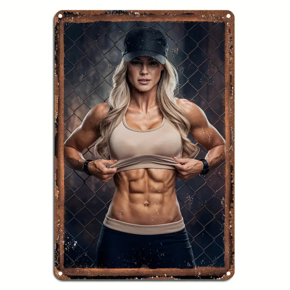 8x12 Pin-Up Girl Metal Sign – Retro Tin Wall Art for Garage & Bar Decor | Tin & Time Co. #3028