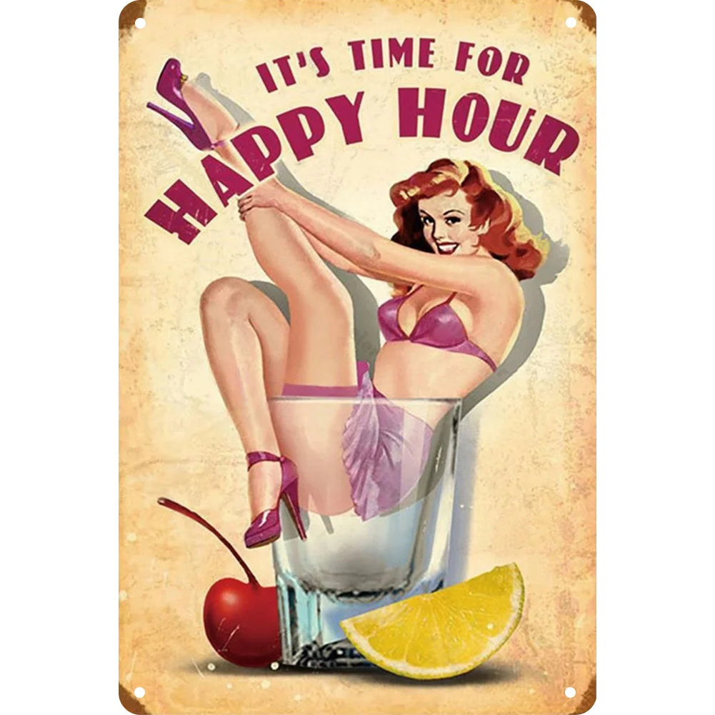 8x12 Pin-Up Girl Metal Sign – Retro Tin Wall Art for Garage & Bar Decor | Tin & Time Co. #3031