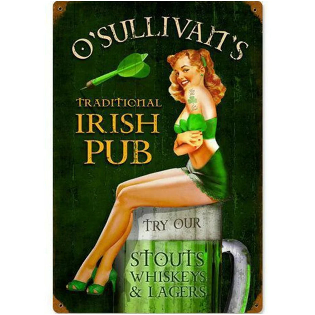 8x12 Pin-Up Girl Metal Sign – Retro Tin Wall Art for Garage & Bar Decor | Tin & Time Co. #3033