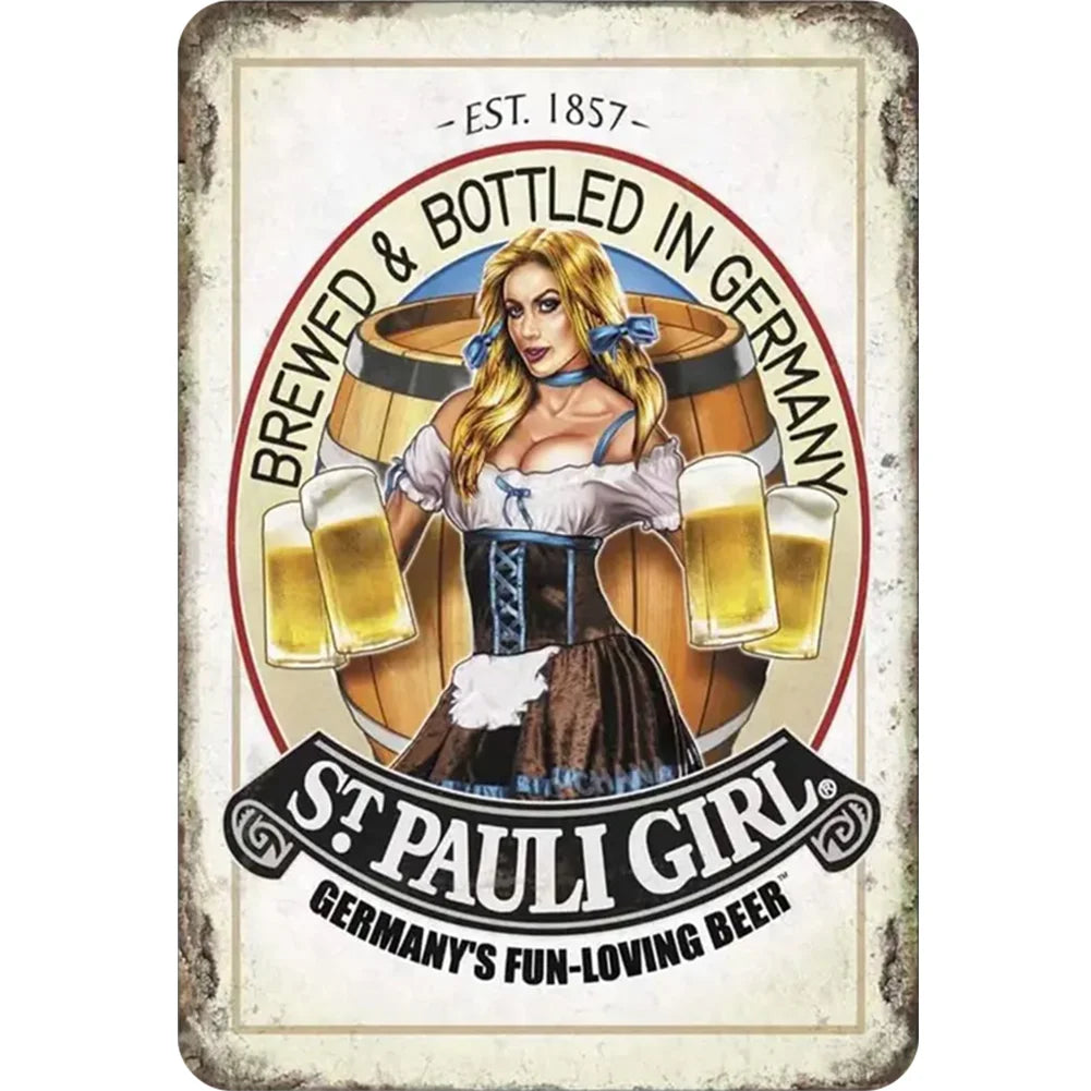 8x12 Pin-Up Girl Metal Sign – Retro Tin Wall Art for Garage & Bar Decor | Tin & Time Co. #3060