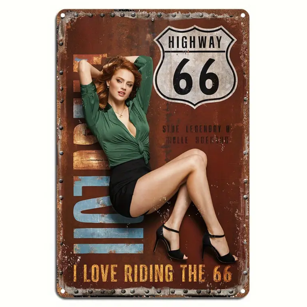 8x12 Pin-Up Girl Metal Sign – Retro Tin Wall Art for Garage & Bar Decor | Tin & Time Co. #3066