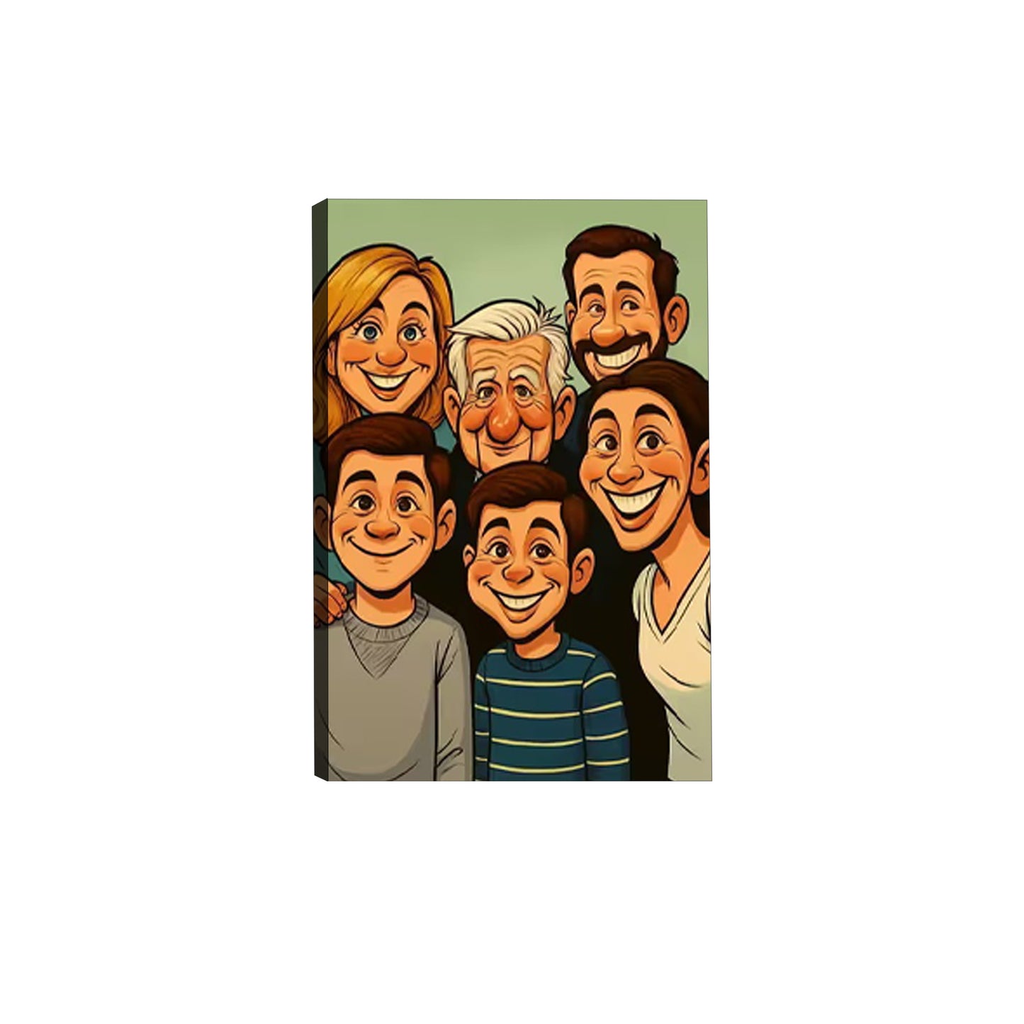 Custom Cartoon Family Portrait from Photo - Personalized Canvas Art