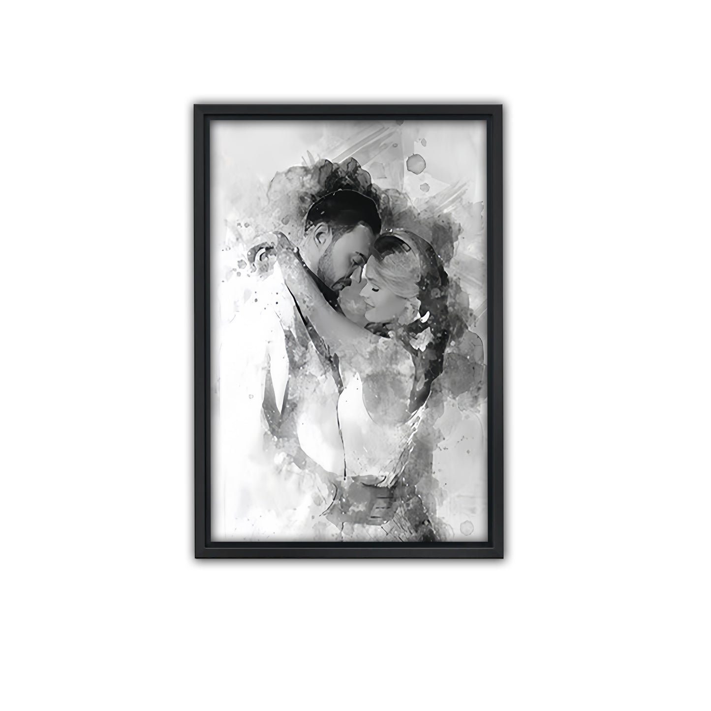 Custom Black and White Watercolor Portrait - Personalized Canvas Art