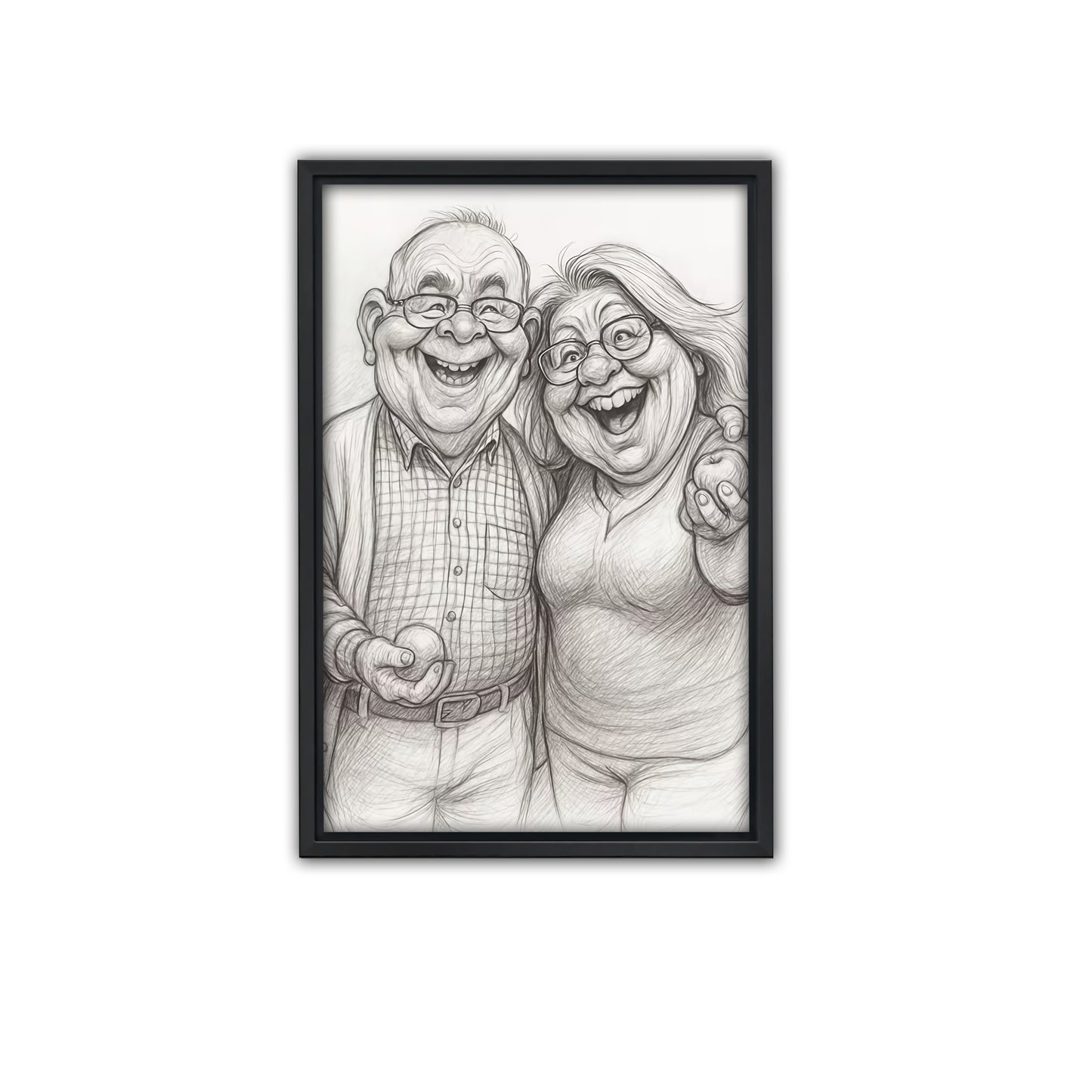 Custom Caricature Portrait from Photo - Black and White Canvas Art