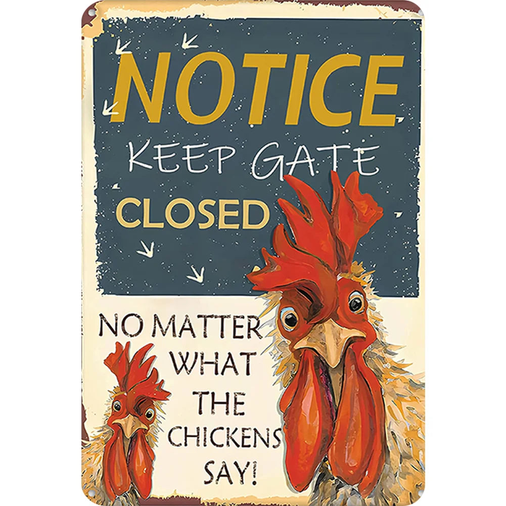 8x12 Cute Chicken Metal Sign – Retro Tin Wall Art for Chicken Lovers & Kitchens | Tin & Time Co. #B003