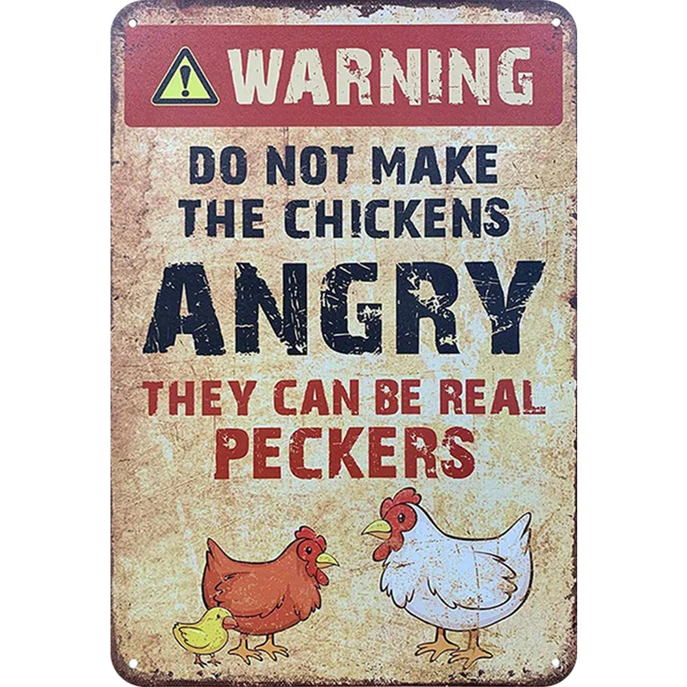 8x12 Cute Chicken Metal Sign – Retro Tin Wall Art for Chicken Lovers & Kitchens | Tin & Time Co. #B006