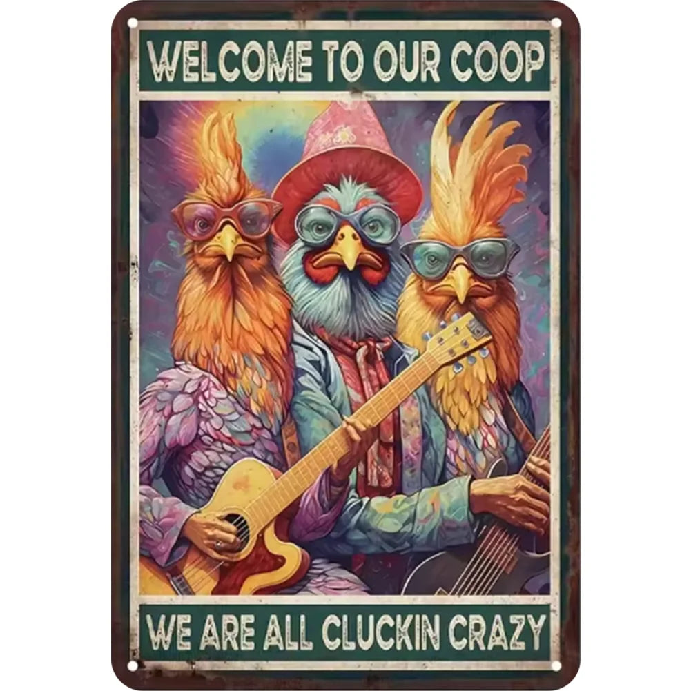 8x12 Cute Chicken Metal Sign – Retro Tin Wall Art for Chicken Lovers & Kitchens | Tin & Time Co. #B012