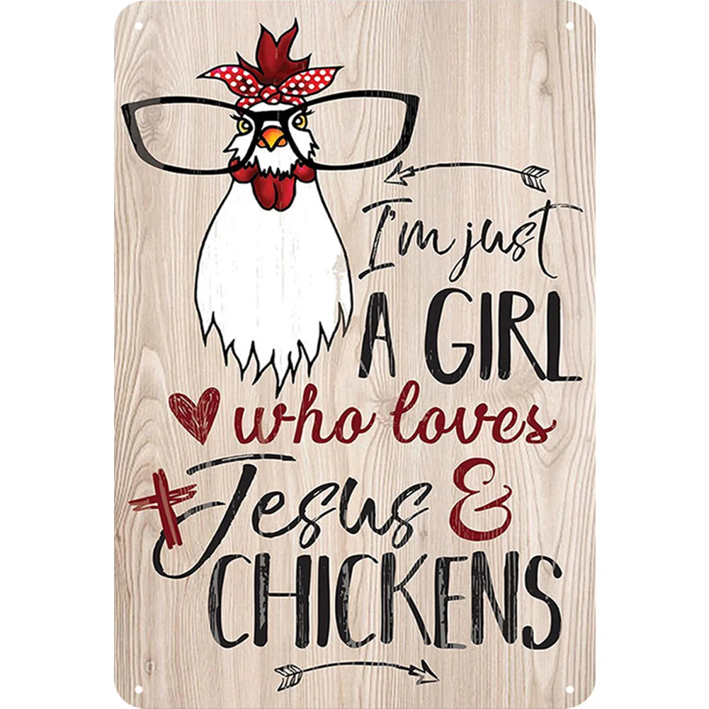 8x12 Cute Chicken Metal Sign – Retro Tin Wall Art for Chicken Lovers & Kitchens | Tin & Time Co. #B015
