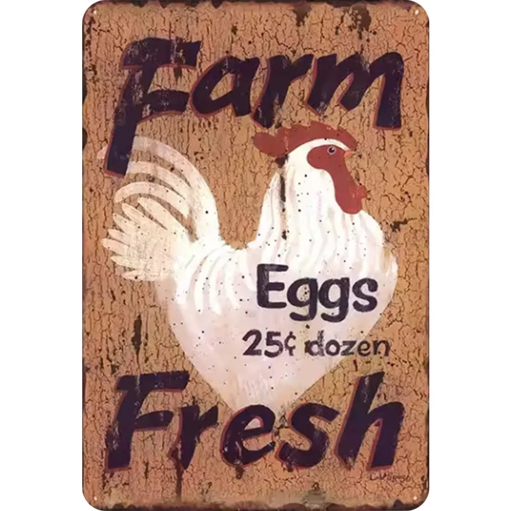 8x12 Cute Chicken Metal Sign – Retro Tin Wall Art for Chicken Lovers & Kitchens | Tin & Time Co. #B019