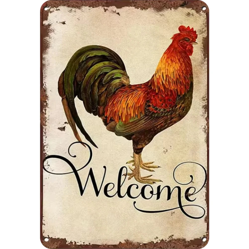 8x12 Cute Chicken Metal Sign – Retro Tin Wall Art for Chicken Lovers & Kitchens | Tin & Time Co. #B023