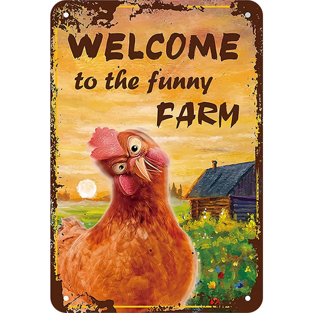 8x12 Cute Chicken Metal Sign – Retro Tin Wall Art for Chicken Lovers & Kitchens | Tin & Time Co. #B024