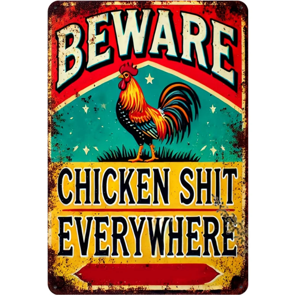 8x12 Cute Chicken Metal Sign – Retro Tin Wall Art for Chicken Lovers & Kitchens | Tin & Time Co. #B031