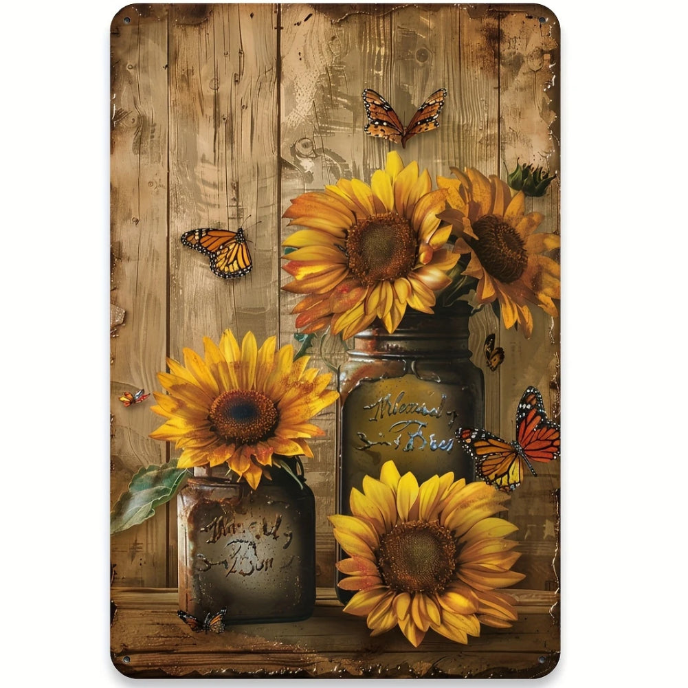 8x12 Beautuiful Flower Metal Sign – Vintage Tin Wall Art for Flower Lovers & Homes | Tin & Time Co. #C023
