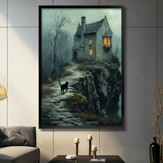 Gothic Black Cat Wall Art for Dark, Moody Interiors
