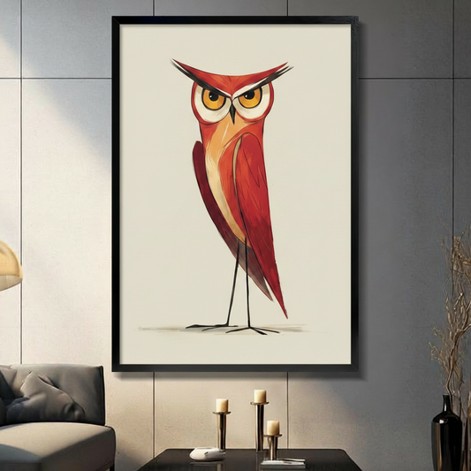 Grumpy Red Owl Art That Gives Your Walls Personality
