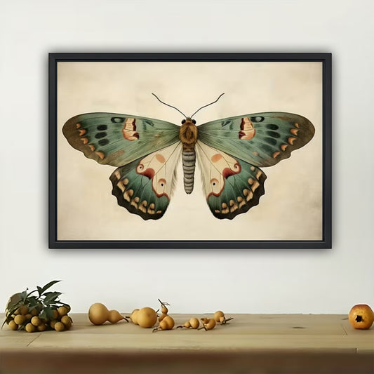 The Vintage Butterfly Muse – Elegant Nature Wall Art on Natural Wood Canvas | W550