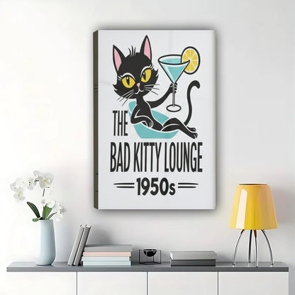 Bad Kitty Lounge 1950s Retro Cat- Bar Wall Artt| W524