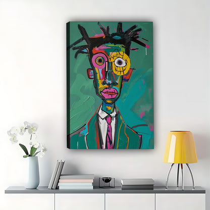 The Bold Abstract Portrait – Modern Avant-Garde Wall Art on Natural Wood Canvas | W563