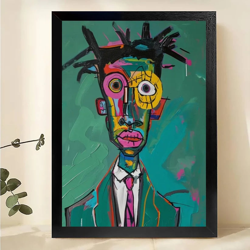 The Bold Abstract Portrait – Modern Avant-Garde Wall Art on Natural Wood Canvas | W563