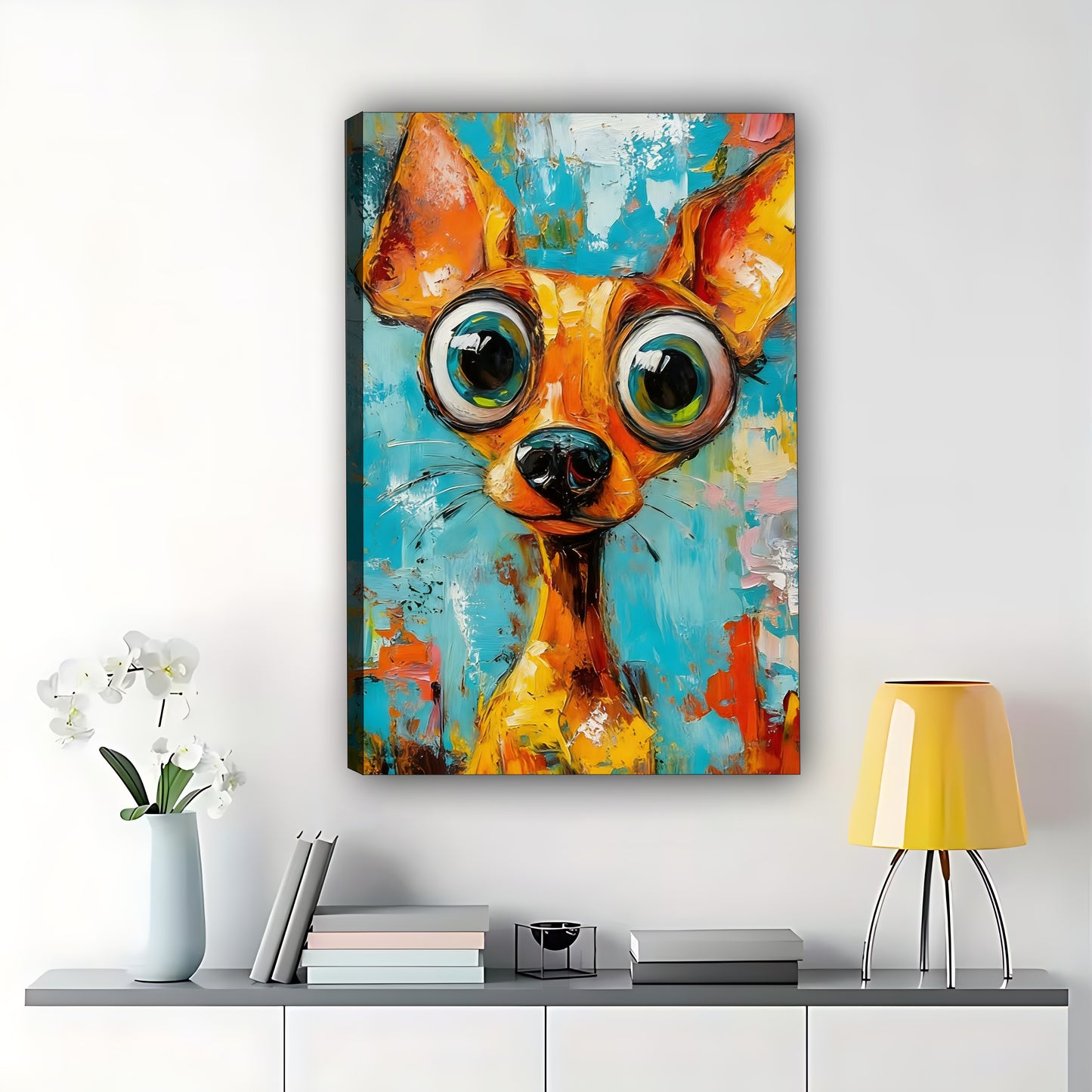 Colorful Graffiti Dog Canvas Art -Vibrant Pet Wall Decor | W528