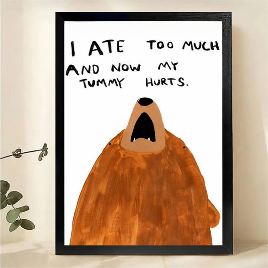 I Ate Too Much Bear Wall Art - Funny Kitchen Print|W1250